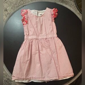 Crewcuts Pink Textured Kids Dress with Ruffle Sleeves
